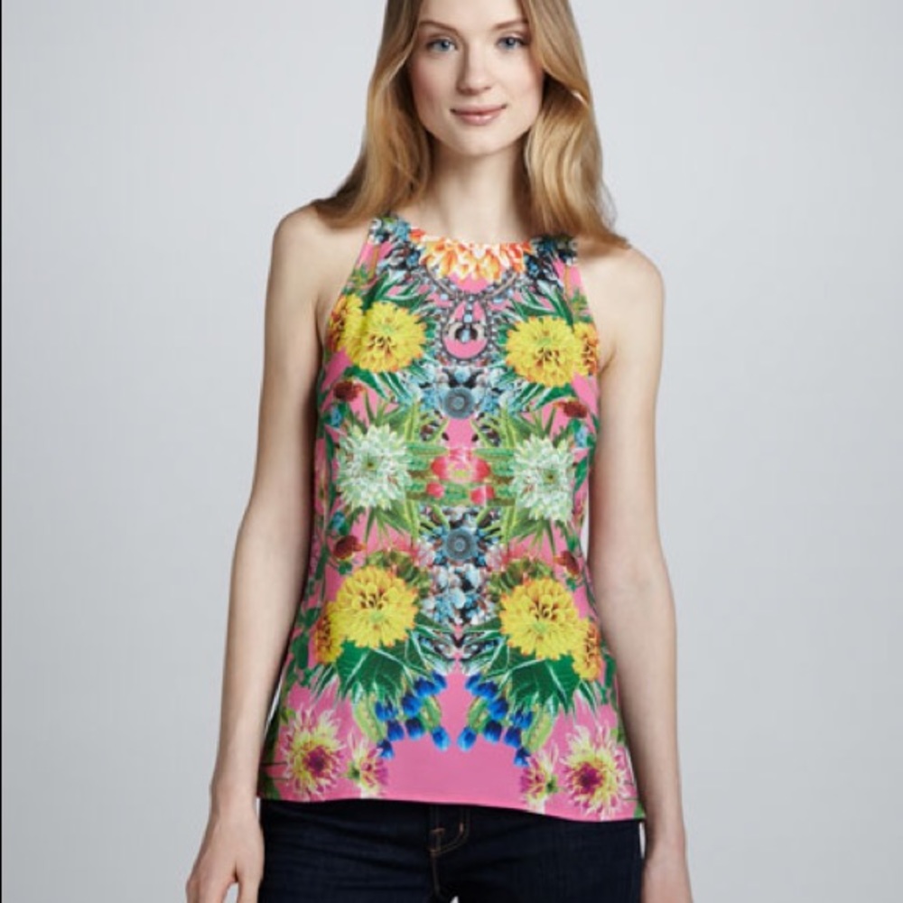 Clover Canyon Turquoise Valley floral tank sz XS